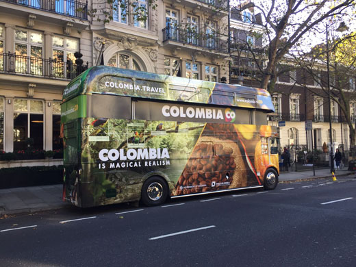 Colombia experiental bus wrap campaign london bus advertising